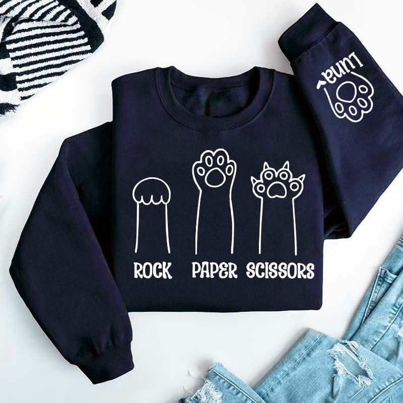 Custom Rock Paper Scissors Cat Paw Sweatshirt
