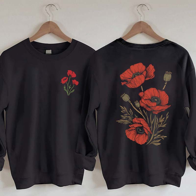 Red Poppies Floral Sweatshirt