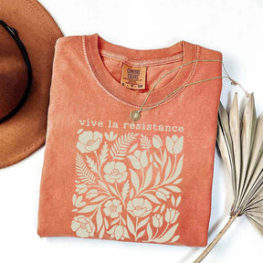Vive La Resistance Floral Pattern Resist T-Shirt