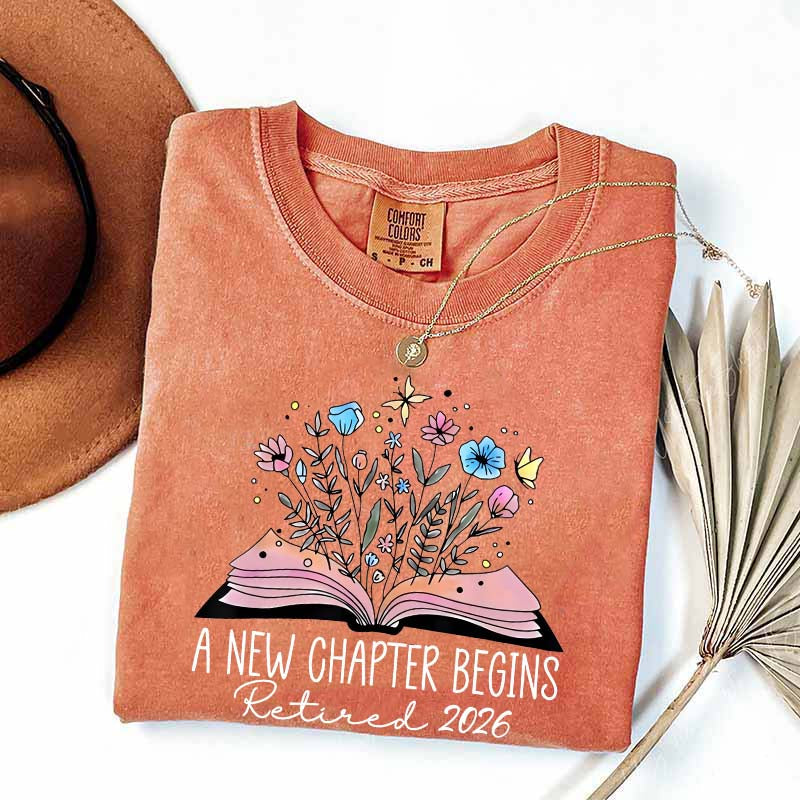 Floral Teachers 'A New Chapter Begins' Retired T-Shirt