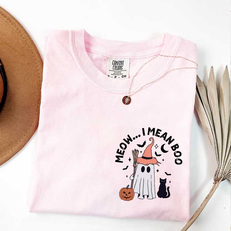 Ghost Cat Meow I Mean Boo T-Shirt