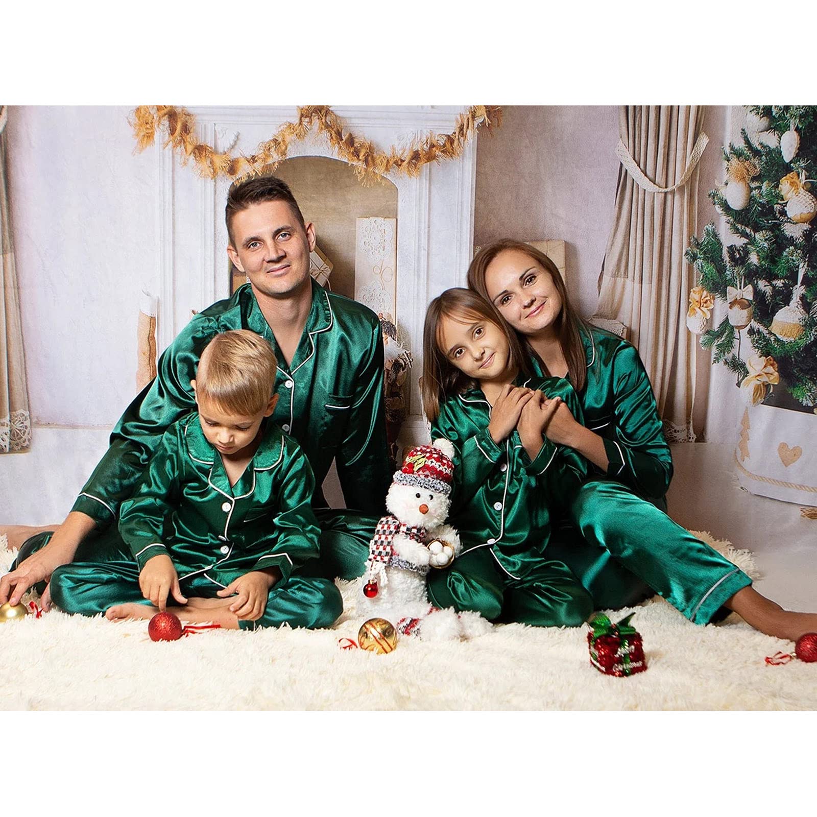 Family Matching Long-sleeved Silk Pajamas