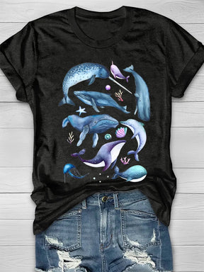 Ocean Fishes Cute Print T-shirt