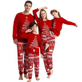 Family Matching Red Christmas Tree Suits Family Look Pajama Set