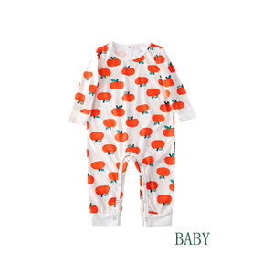 Family Matching Orange Pumpkin Christmas Pajamas Set