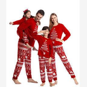 Family Matching Red Christmas Tree Suits Family Look Pajama Set