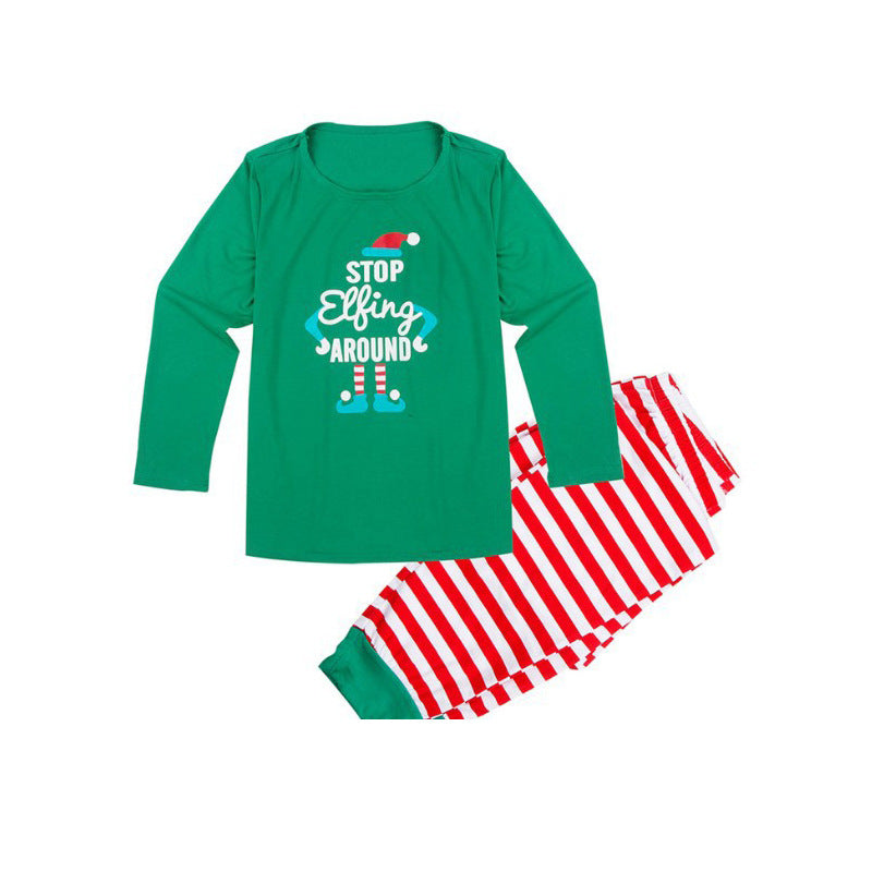 Christmas ELF Print Striped Family Matching Pajamas Set