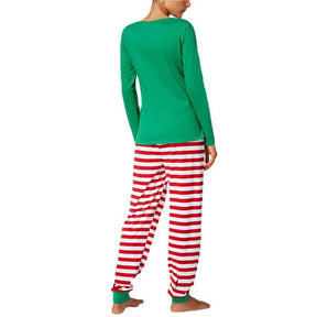 Christmas ELF Print Striped Family Matching Pajamas Set