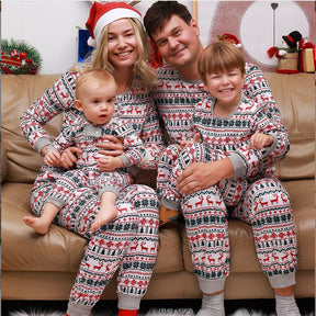 Christmas Tree and Reindeer Patterned Family Matching Pajamas Sets