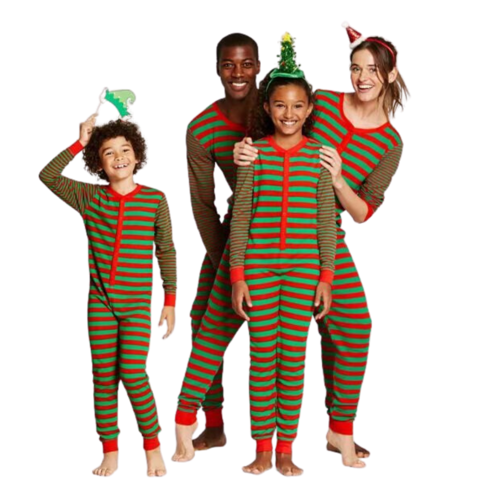 Family Matching One-Piece Striped Christmas Set