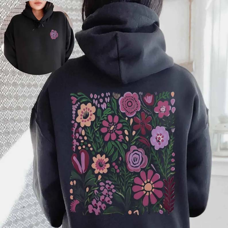 Wildflowers Hoodie Pressed Flowers Hoodie