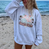 Oversized Beach Palm Tree Crew Neck Sweatshirt