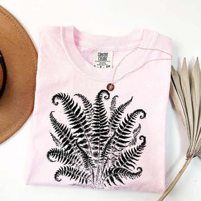 Vintage Linocut Fern Leaves T-Shirt