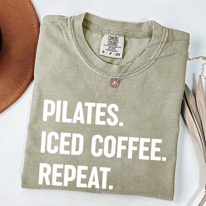 Pilates Iced Coffee Repeat T-Shirt