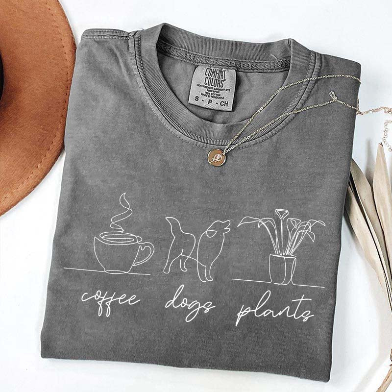 Coffee Dog Plants Line T-Shirt