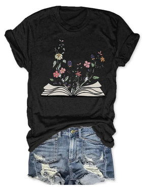 Flowers Growing From Book T-shirt