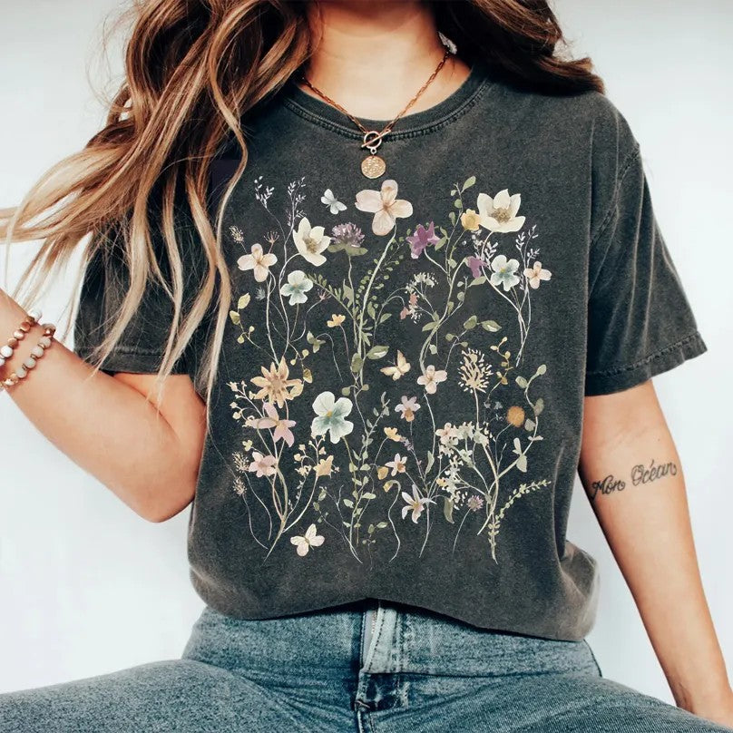 Boho wilde bloemen Cottagecore T-shirt