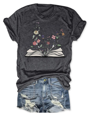 Flowers Growing From Book T-shirt