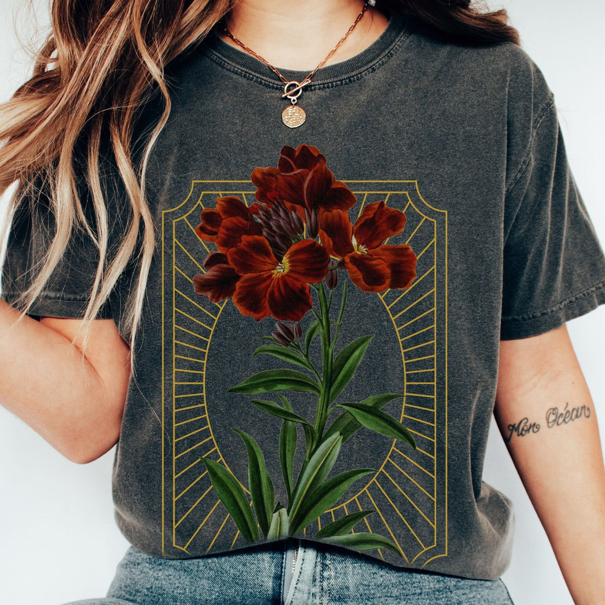 Flowers Dark Botanical T-shirt