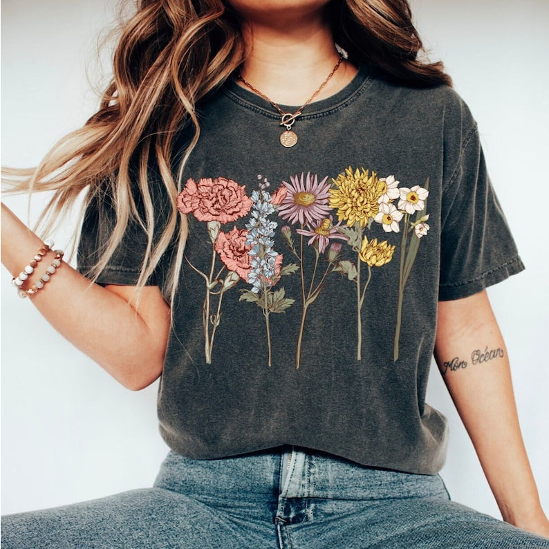 Cottagecore Vintage Flowers Comfort Colors Tshirt