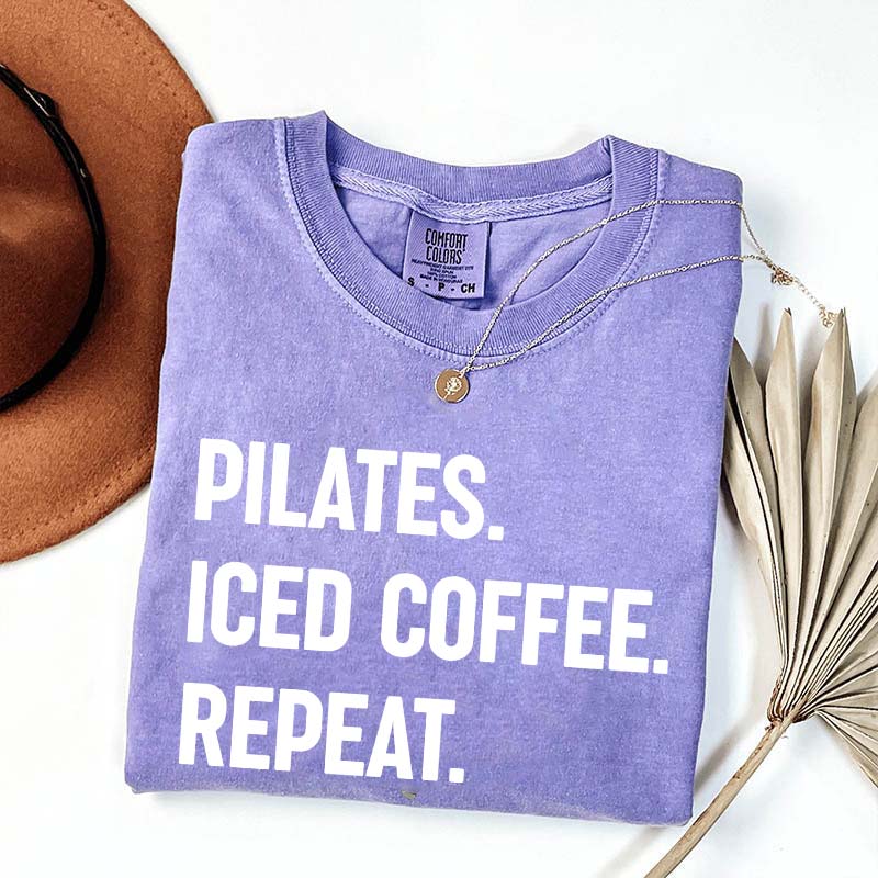 Pilates Iced Coffee Repeat T-Shirt