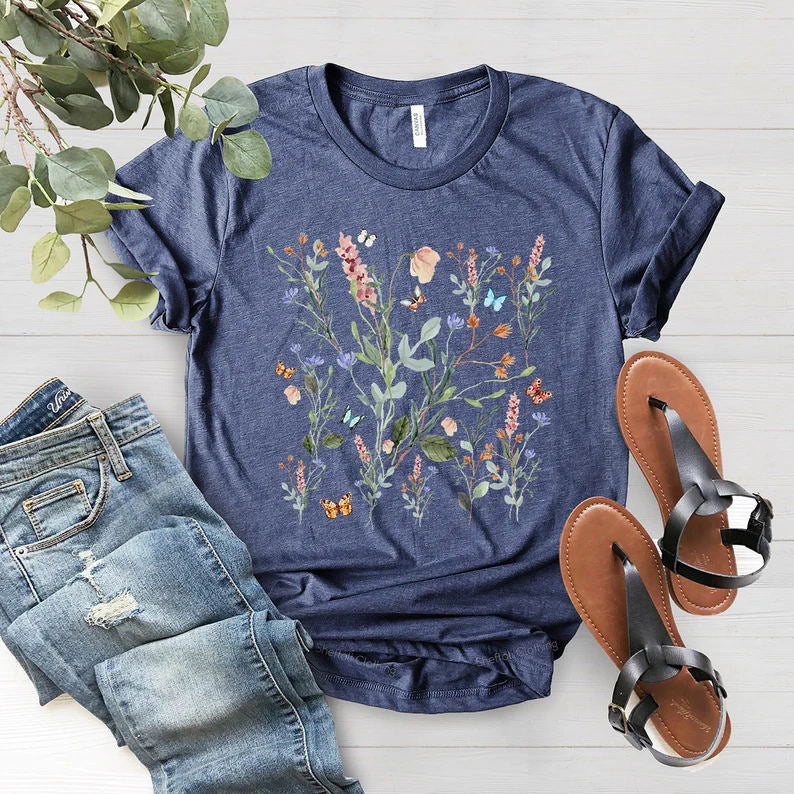 Pressed Flowers Shirt Wildflower Shirt