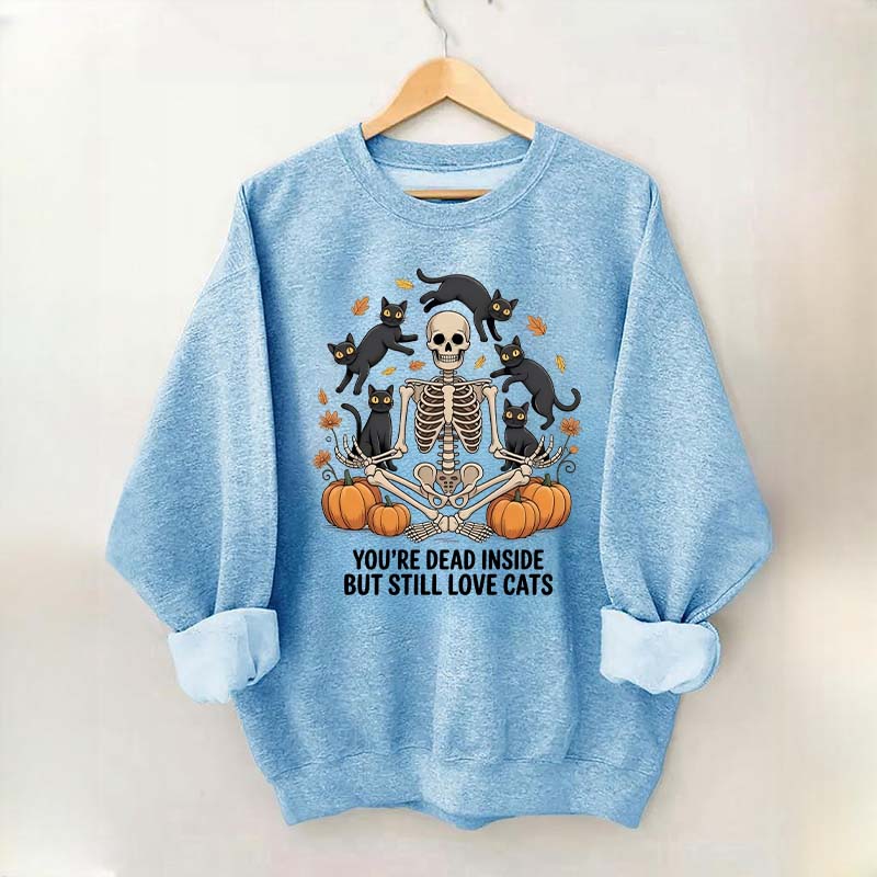 Skeleton Cats Pumpkins Yoga Sweatshirt