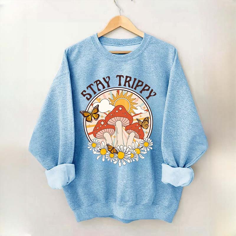 Stay Trippy Mushroom Boho Rainbow Sweatshirt