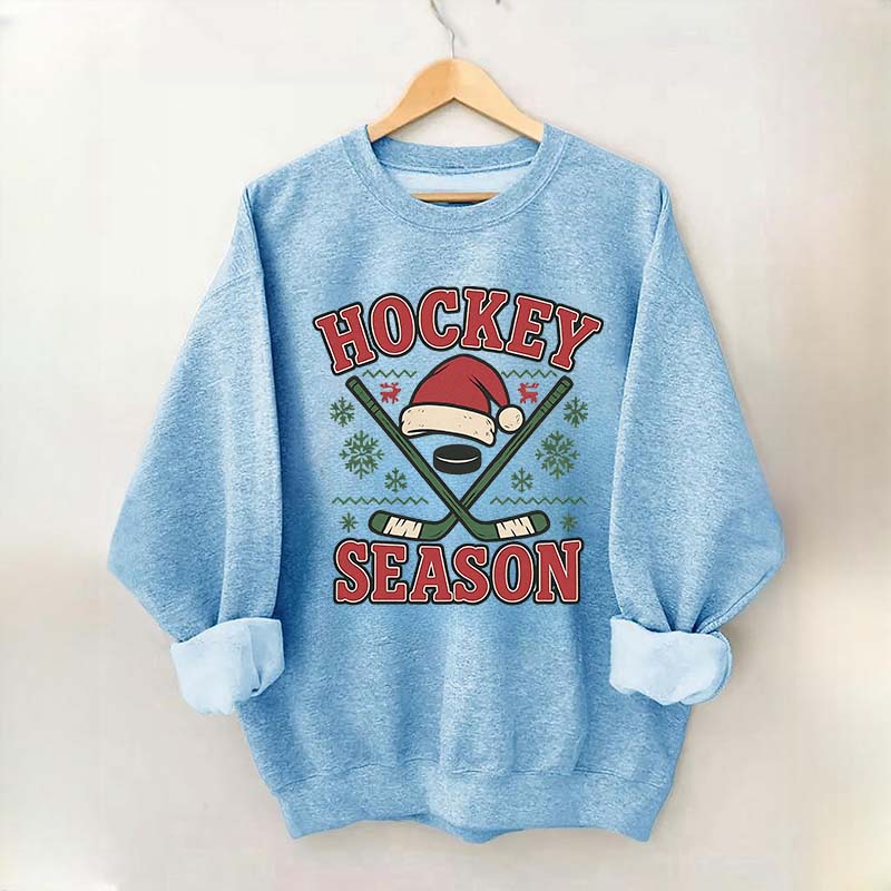 Christmas Hockey Santa Hat Sweatshirt
