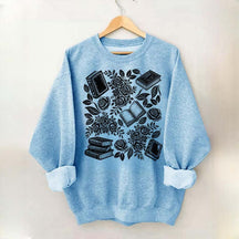 Linocut Books and Flowers Sweatshirt