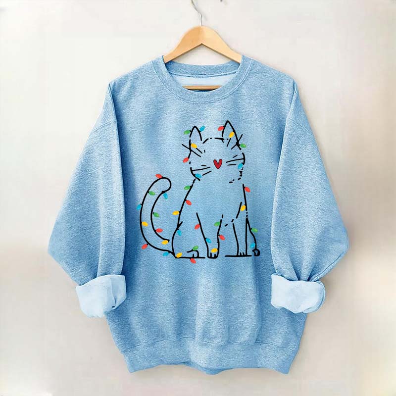 Cat Christmas Lights Sweatshirt