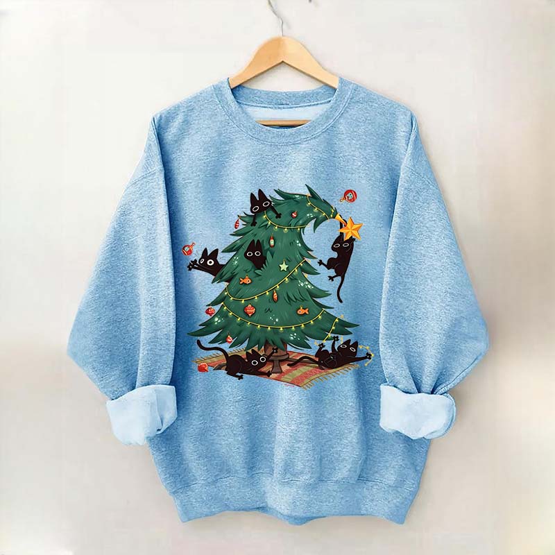 Christmas Tree And Cat Owner Sweatshirt