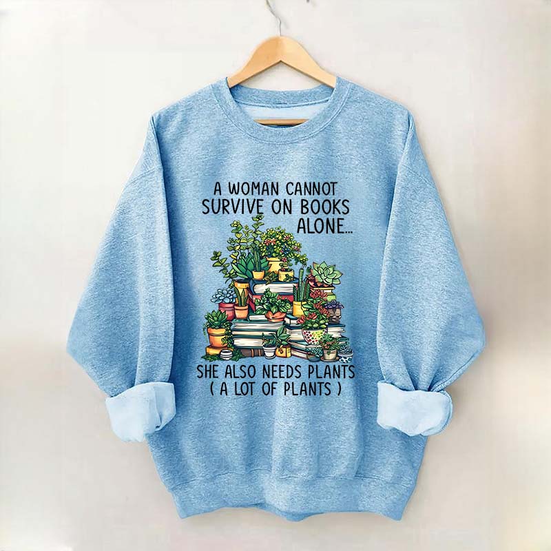 Books Plants Women Sweatshirt