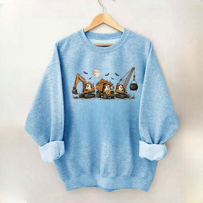 Halloween Construction Ghosts Excavator Sweatshirt
