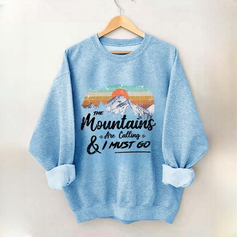 Retro Mountains Are Calling Hiking Camping Sweatshirt