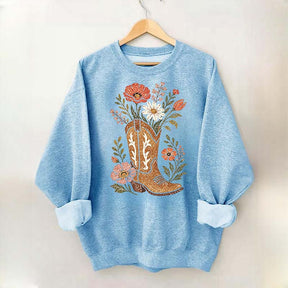 Retro Cowboy Boot Wildflower Sweatshirt