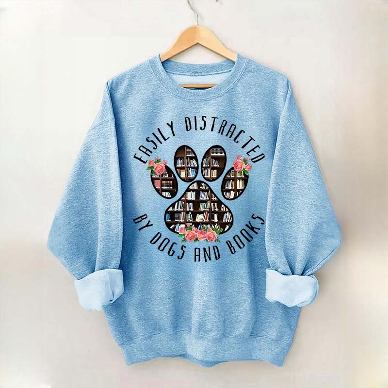 Easily Distracted Dogs And Books Librarian Sweatshirt
