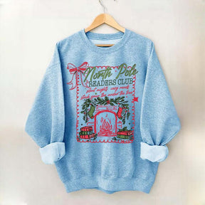 North Pole Readers Club Coquette Christmas Book Sweatshirt