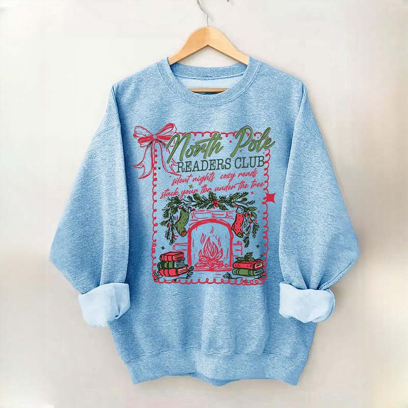 North Pole Readers Club Coquette Christmas Book Sweatshirt