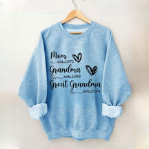 Custom Mom Grandma Great Grandma Est Year Sweatshirt