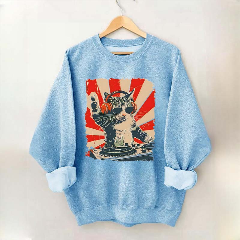 Funny Cat With Headphones Sweatshirt