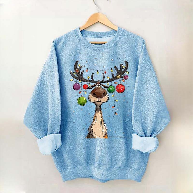 Vintage Reindeer Christmas Light Xmas Sweatshirt