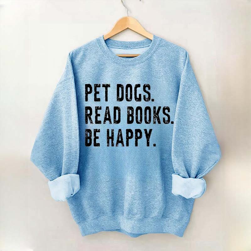 Retro Bookish Reading Books and Dogs Sweatshirt