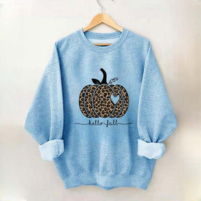 Hello Fall Leopard Pumpkin Sweatshirt