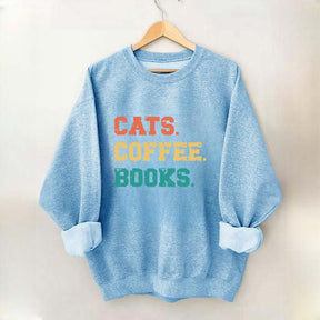 Funny Cats Coffee Books Sweatshirt