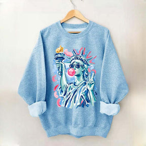 Preppy Statue of Liberty Blowing Bubble Gum Sweatshirt