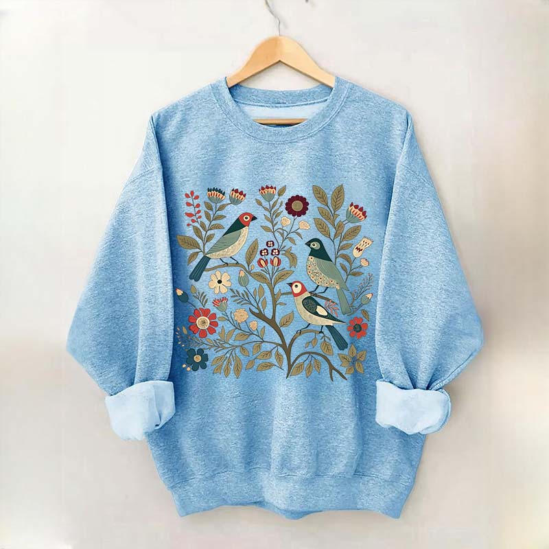 Cottagecore Birds and Flowers  Sweatshirt