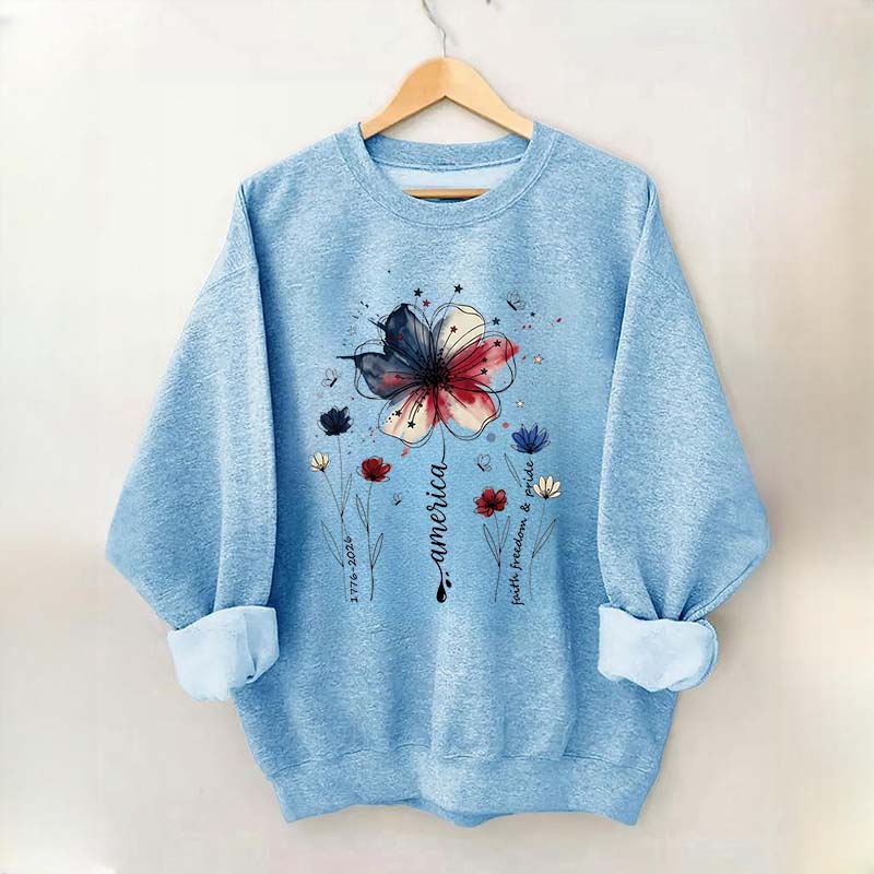 USA 250th Anniversary Floral Sweatshirt
