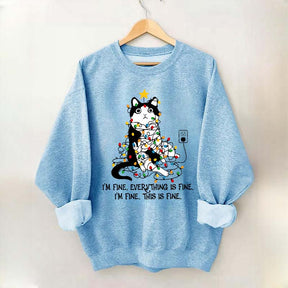 Christmas Cat Lights Sweatshirt