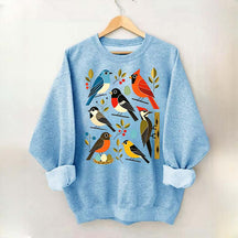 Retro Backyard Birds Cardinal Bluebird Robin Woodpecker Sweatshirt